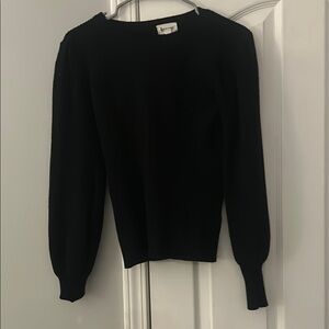 Classic Black Crew Neck Sweater with Ribbed Cuffs
